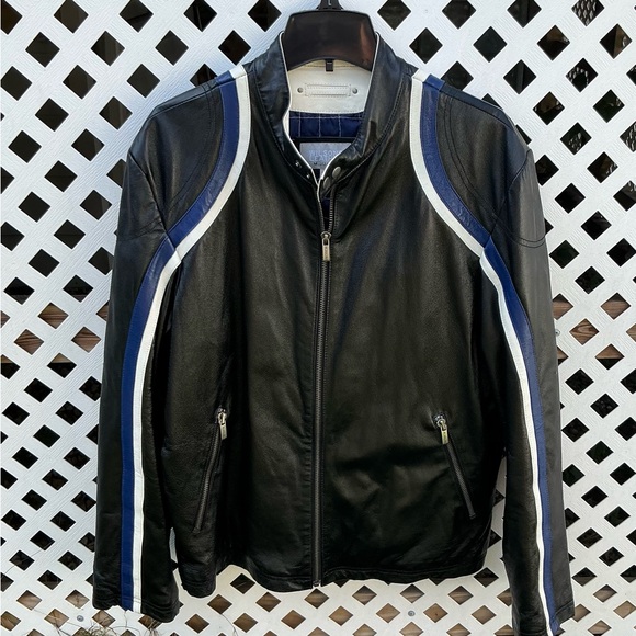 Mens STYLISH LEATHER jacket 🖤💙🤍 - Picture 1 of 12